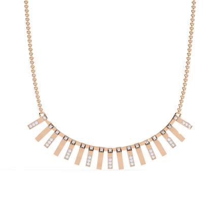 "Art Deco Radiance" Gold and Diamond Bar Necklace - 0.29Ct  Round Brilliant-Cut