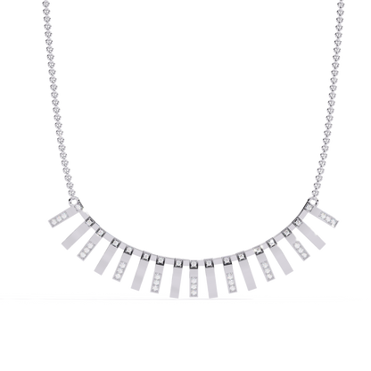"Art Deco Radiance" Gold and Diamond Bar Necklace - 0.29Ct  Round Brilliant-Cut