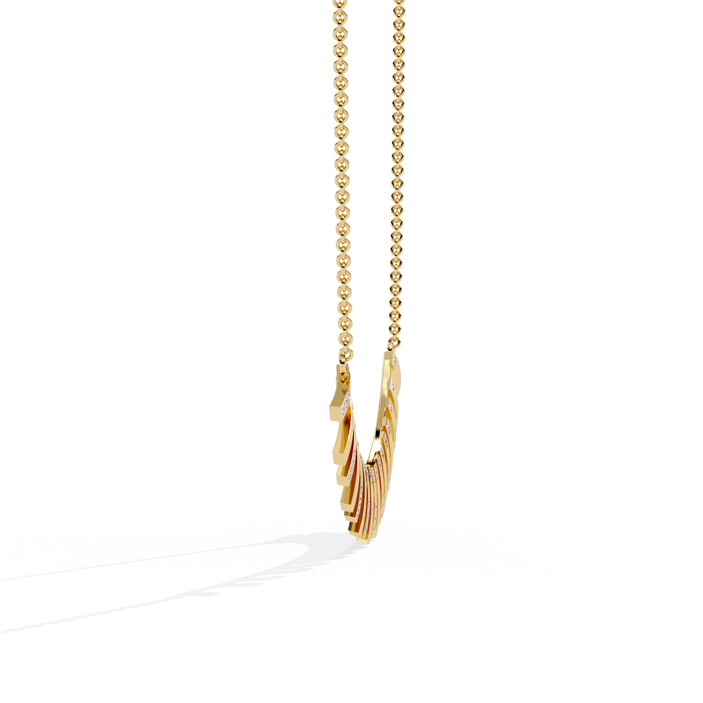 "Art Deco Radiance" Gold and Diamond Bar Necklace - 0.29Ct  Round Brilliant-Cut
