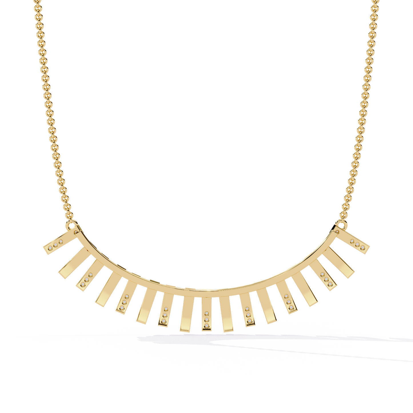 "Art Deco Radiance" Gold and Diamond Bar Necklace - 0.29Ct  Round Brilliant-Cut