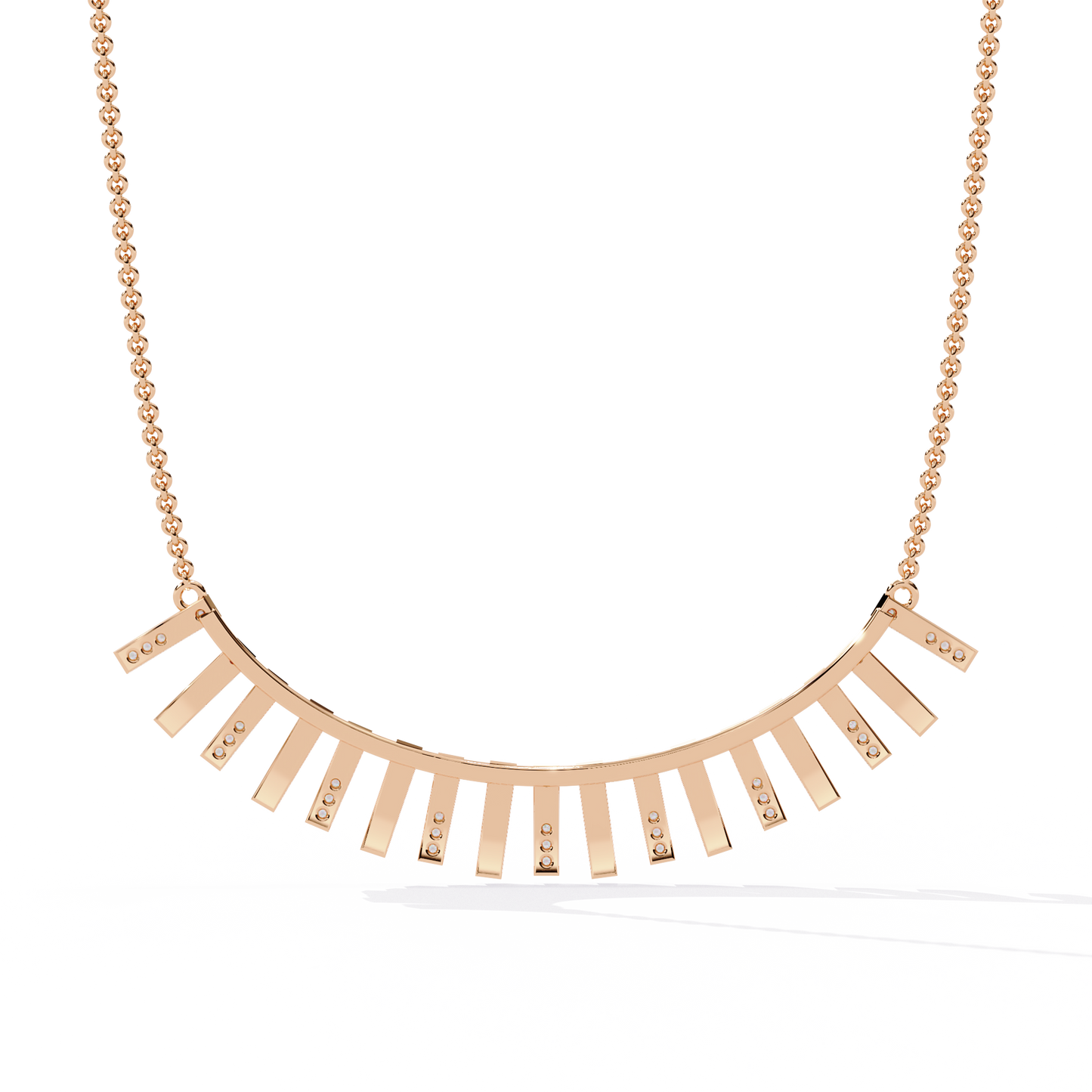 "Art Deco Radiance" Gold and Diamond Bar Necklace - 0.29Ct  Round Brilliant-Cut
