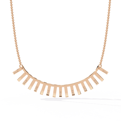 "Art Deco Radiance" Gold and Diamond Bar Necklace - 0.29Ct  Round Brilliant-Cut