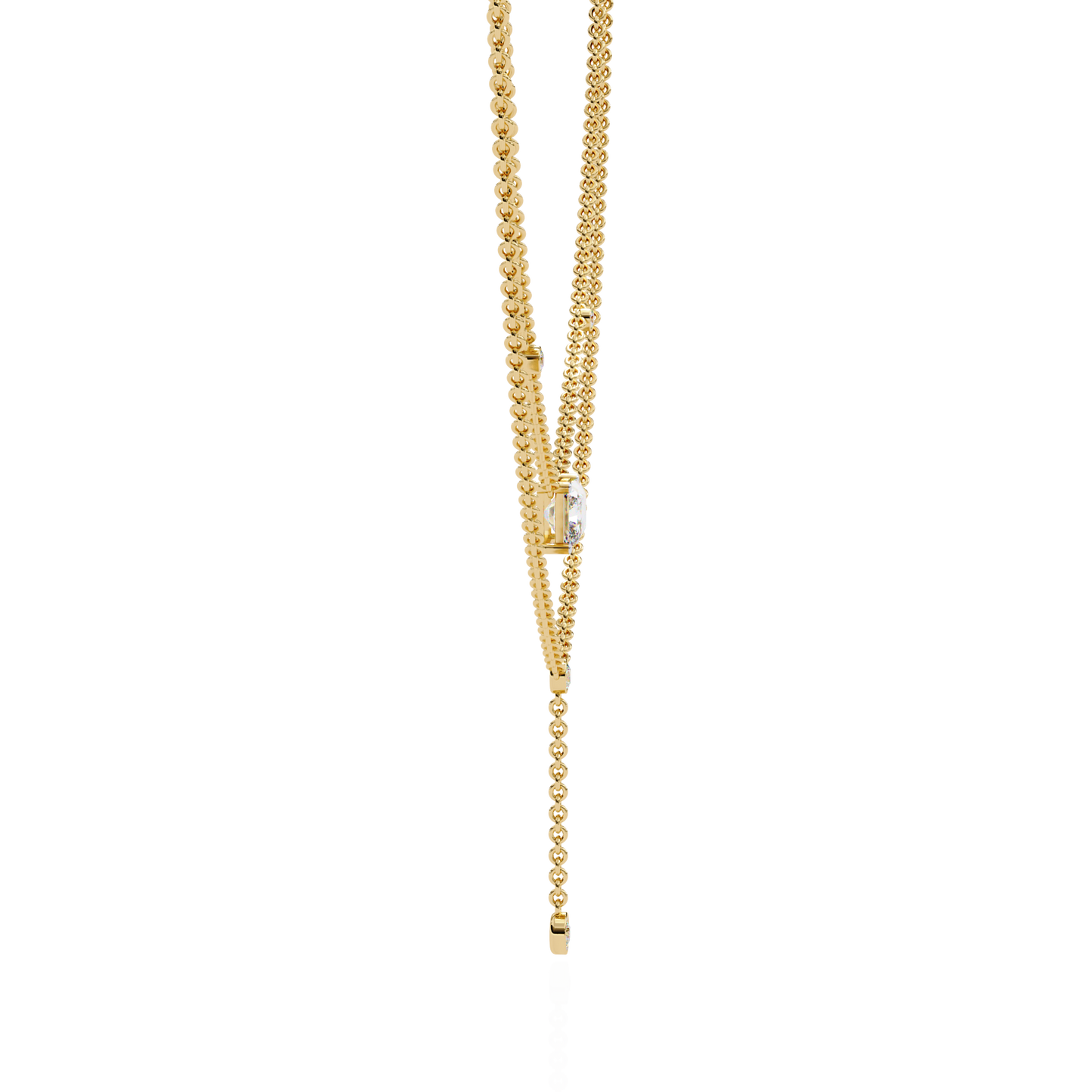 "Duo Radiance" Layered Diamond Lariat Necklace