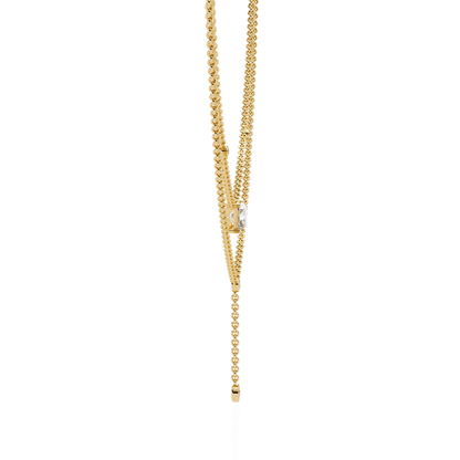 "Duo Radiance" Layered Diamond Lariat Necklace