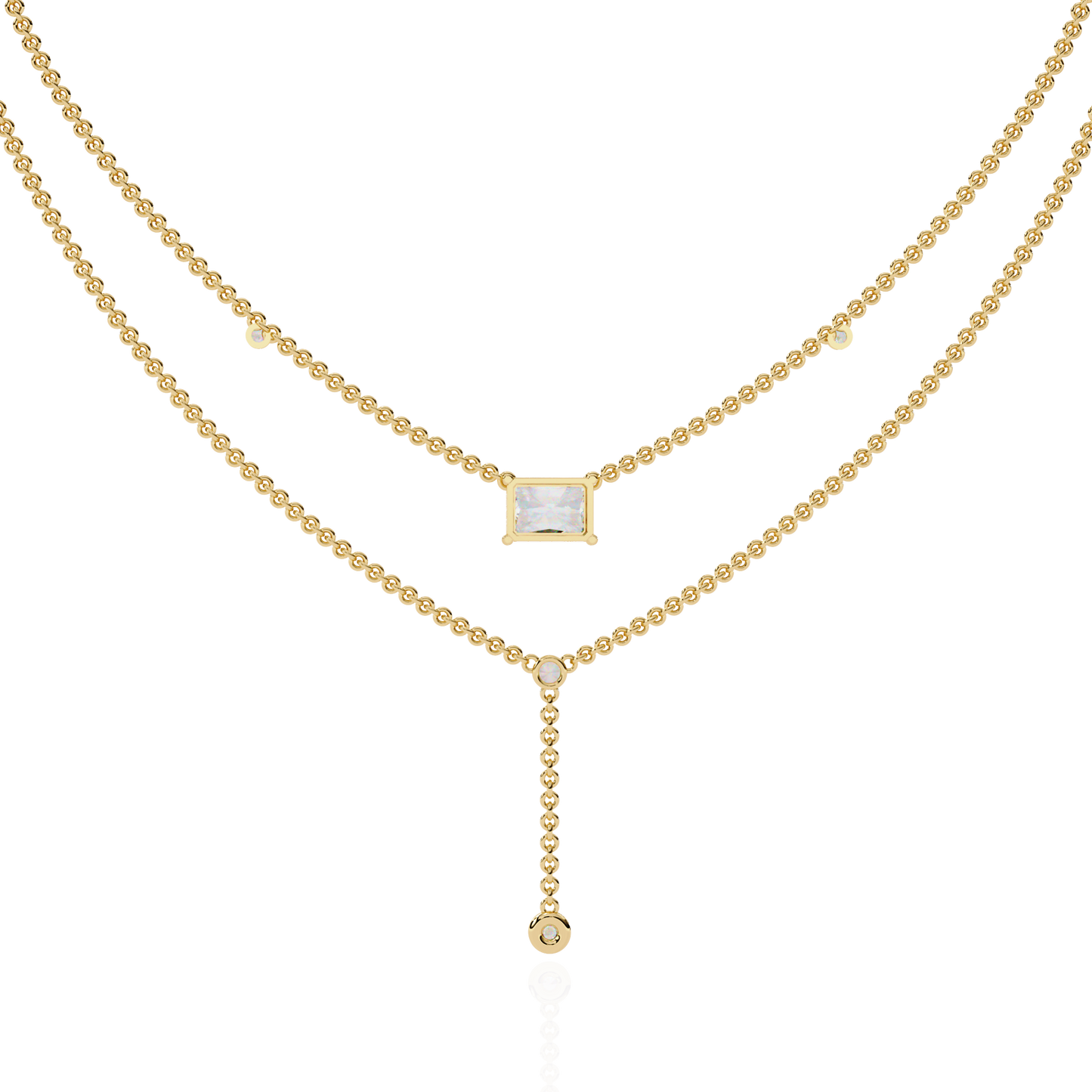 "Duo Radiance" Layered Diamond Lariat Necklace