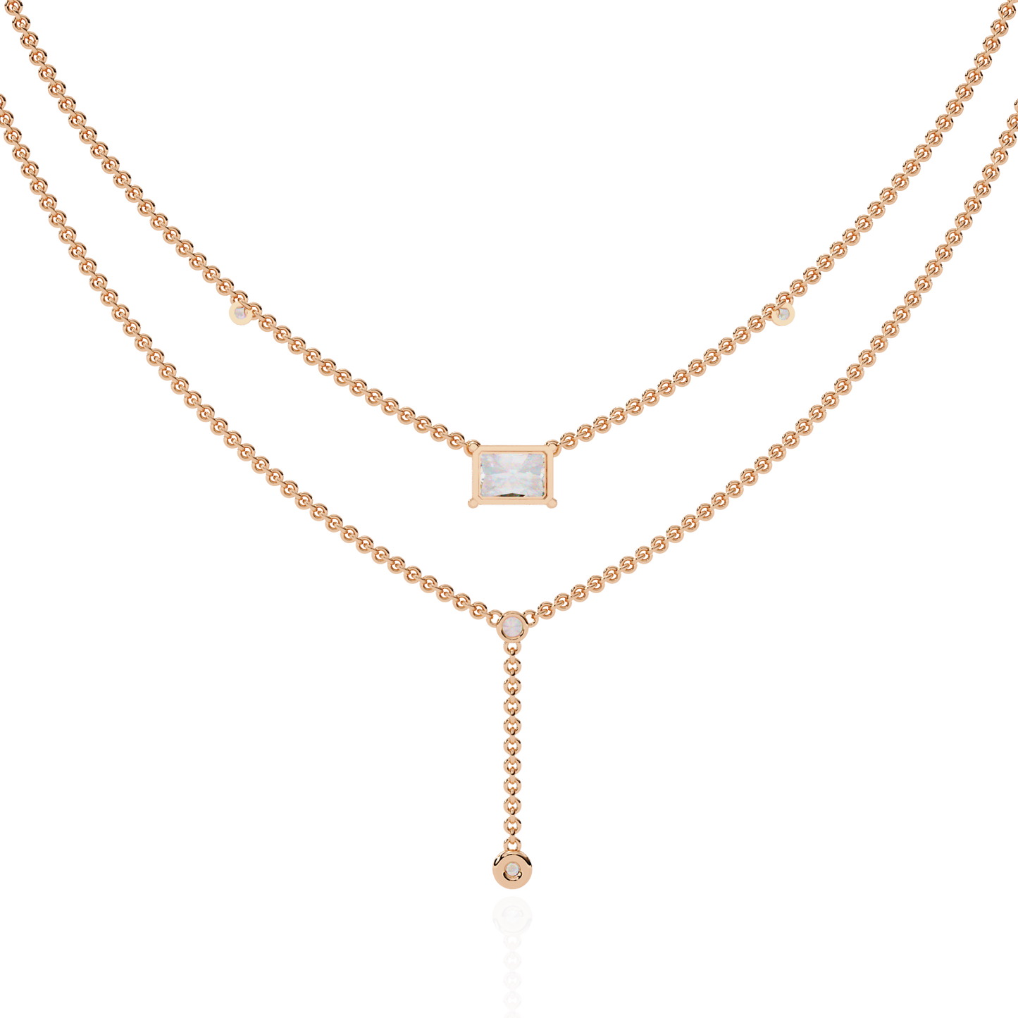 "Duo Radiance" Layered Diamond Lariat Necklace