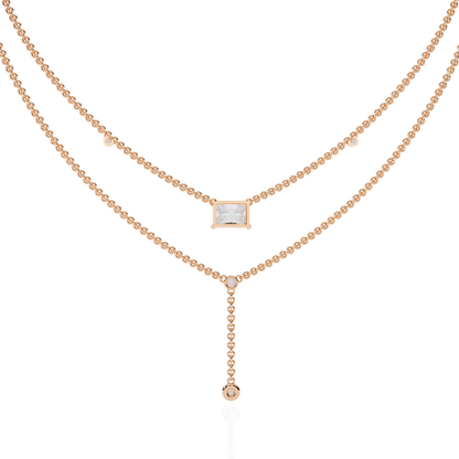"Duo Radiance" Layered Diamond Lariat Necklace