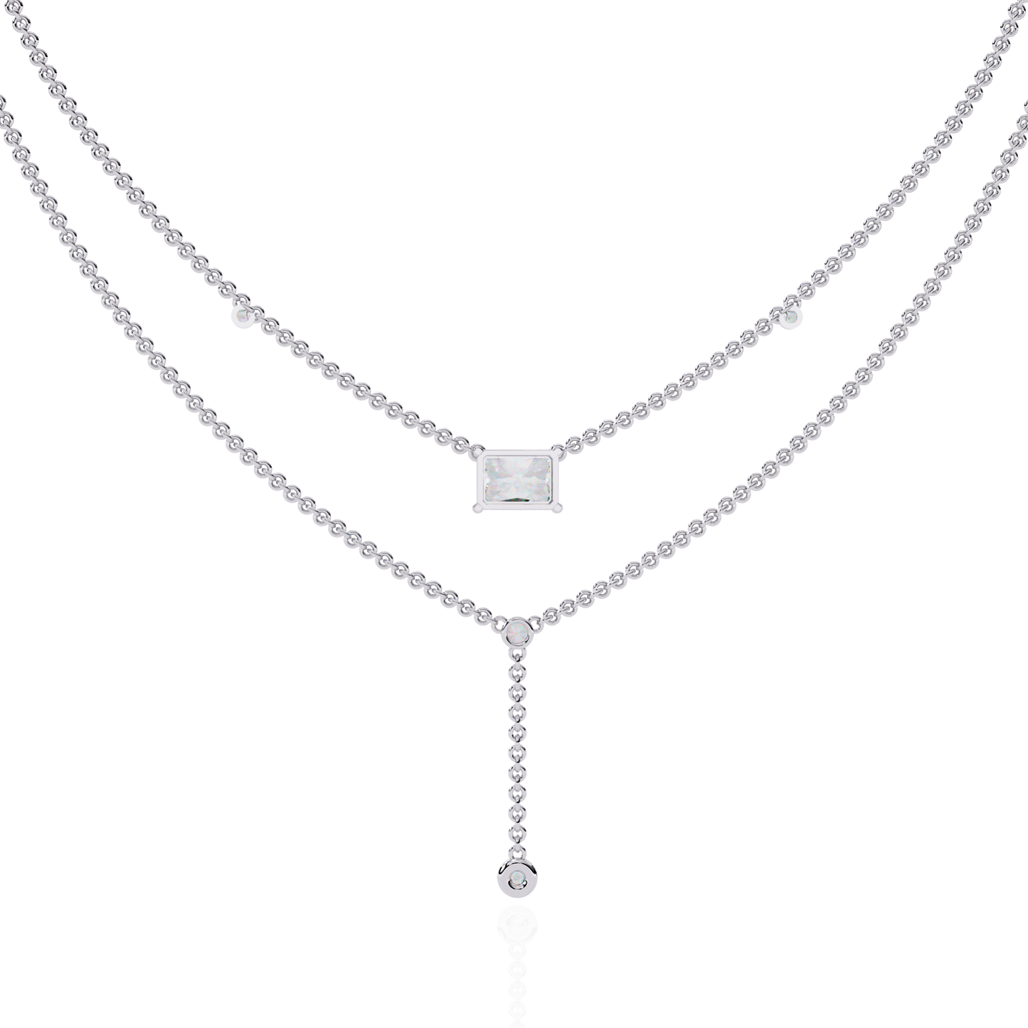 "Duo Radiance" Layered Diamond Lariat Necklace