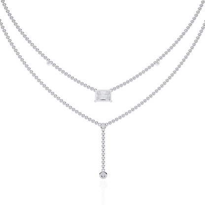 "Duo Radiance" Layered Diamond Lariat Necklace