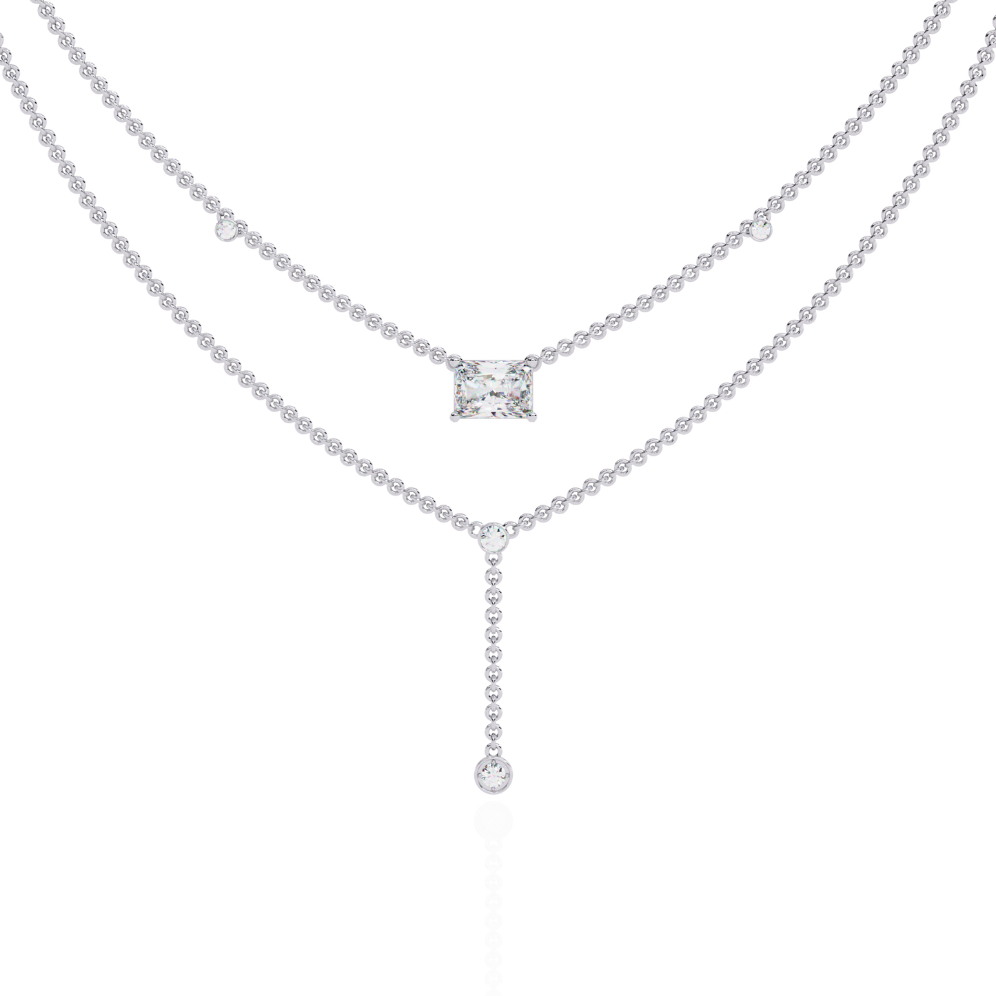 "Duo Radiance" Layered Diamond Lariat Necklace