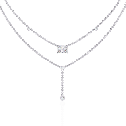 "Duo Radiance" Layered Diamond Lariat Necklace