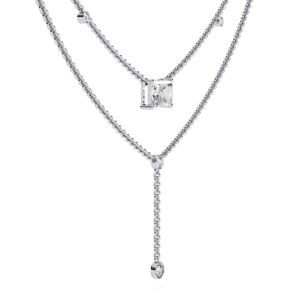 "Duo Radiance" Layered Diamond Lariat Necklace