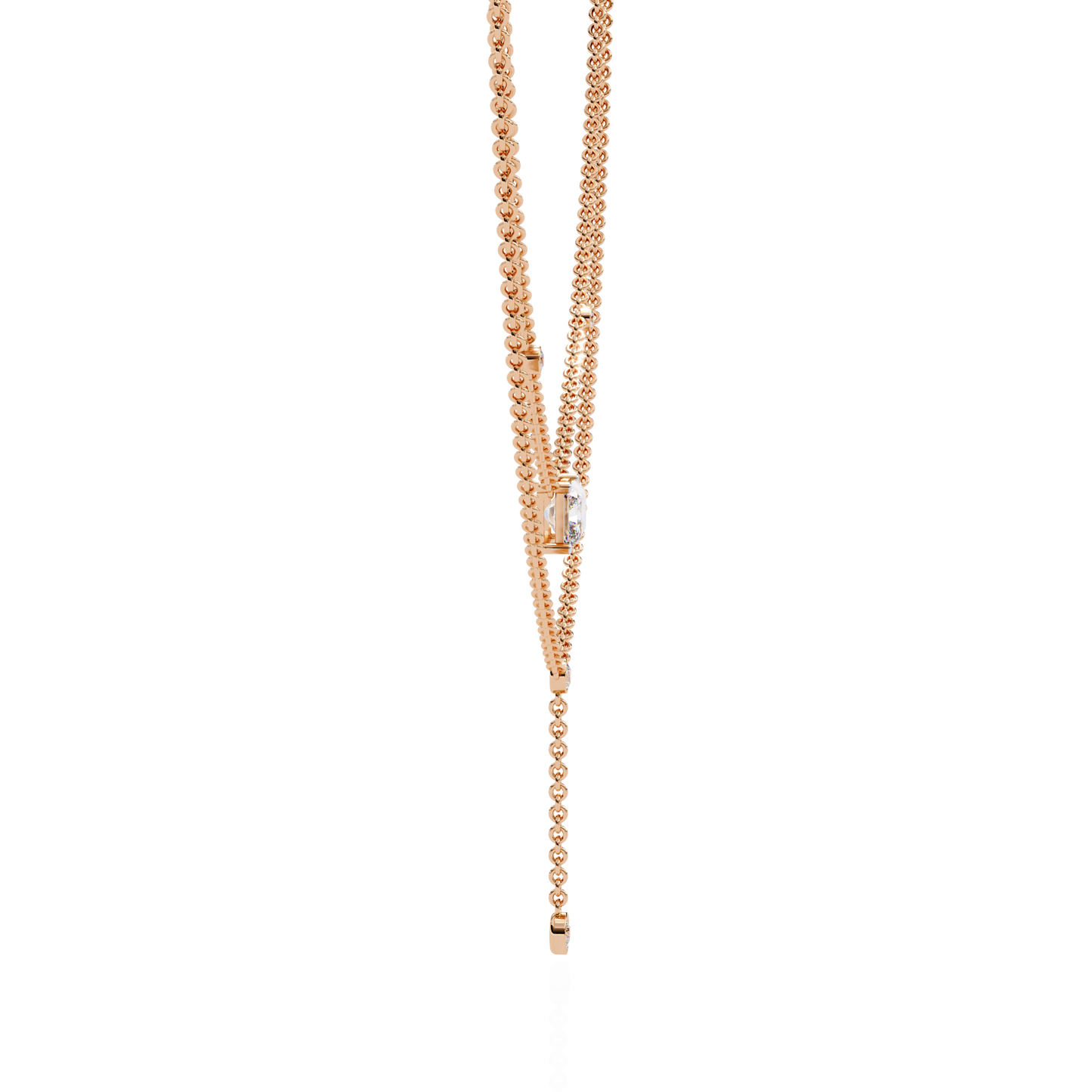 "Duo Radiance" Layered Diamond Lariat Necklace