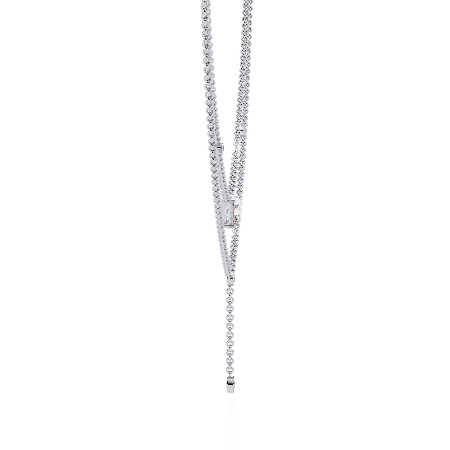 "Duo Radiance" Layered Diamond Lariat Necklace