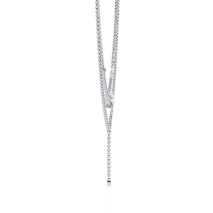 "Duo Radiance" Layered Diamond Lariat Necklace