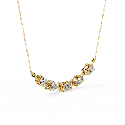 "Galaxy of Cuts" Assorted Diamond Cluster Necklace In Gold - 2.81Ct