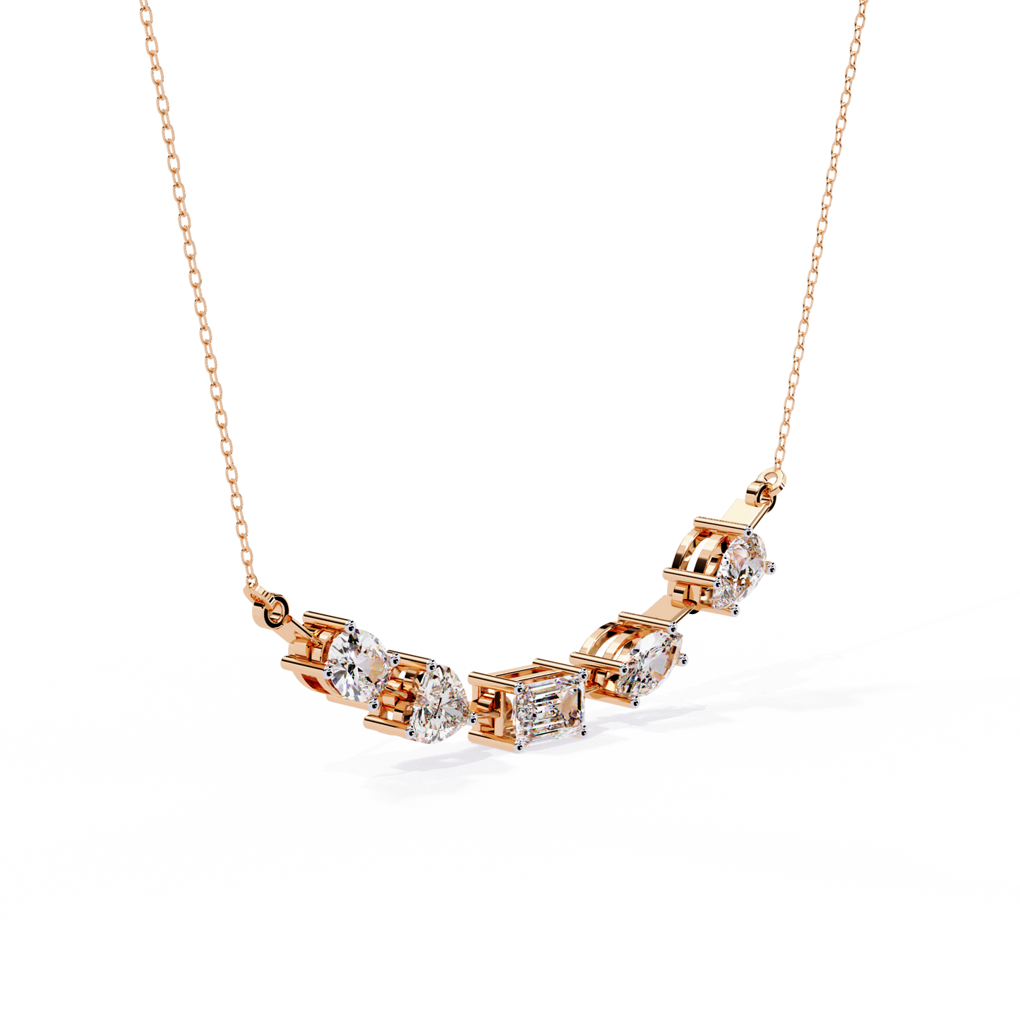 "Galaxy of Cuts" Assorted Diamond Cluster Necklace In Gold - 2.81Ct