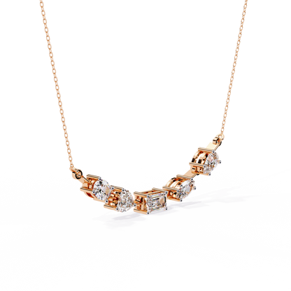 "Galaxy of Cuts" Assorted Diamond Cluster Necklace In Gold - 2.81Ct