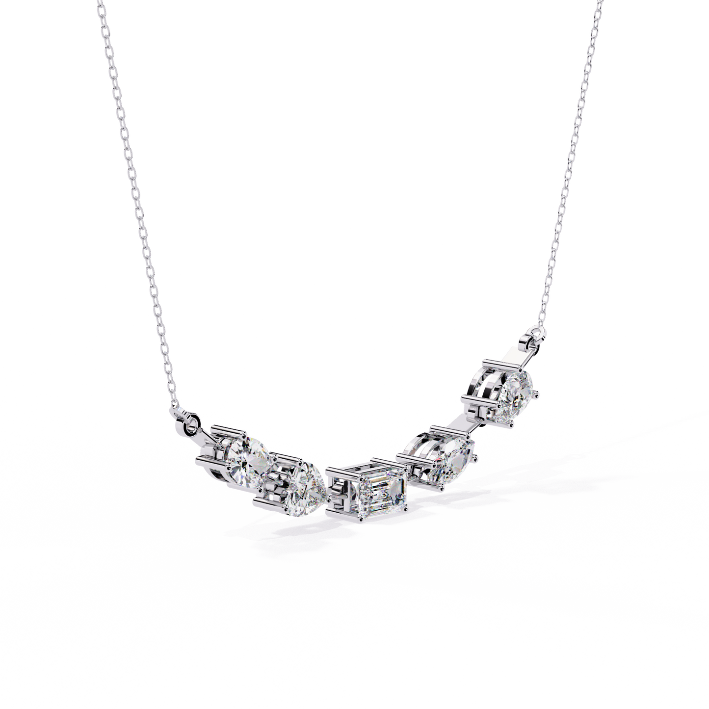 "Galaxy of Cuts" Assorted Diamond Cluster Necklace In Gold - 2.81Ct