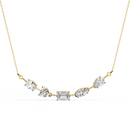 "Galaxy of Cuts" Assorted Diamond Cluster Necklace In Gold - 2.81Ct