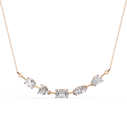"Galaxy of Cuts" Assorted Diamond Cluster Necklace In Gold - 2.81Ct