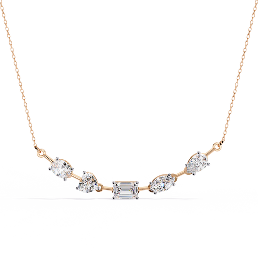 "Galaxy of Cuts" Assorted Diamond Cluster Necklace In Gold - 2.81Ct