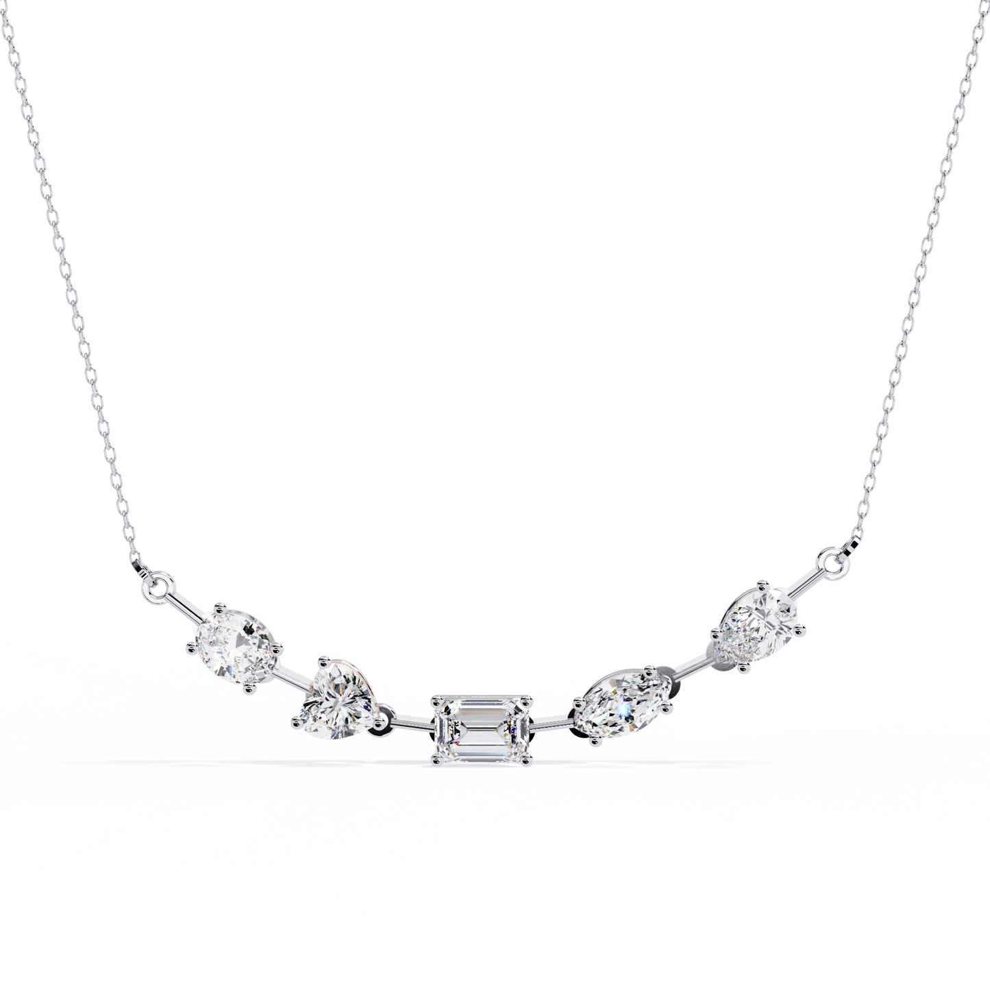 "Galaxy of Cuts" Assorted Diamond Cluster Necklace In Gold - 2.81Ct