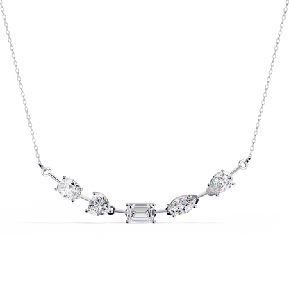 "Galaxy of Cuts" Assorted Diamond Cluster Necklace In Gold - 2.81Ct