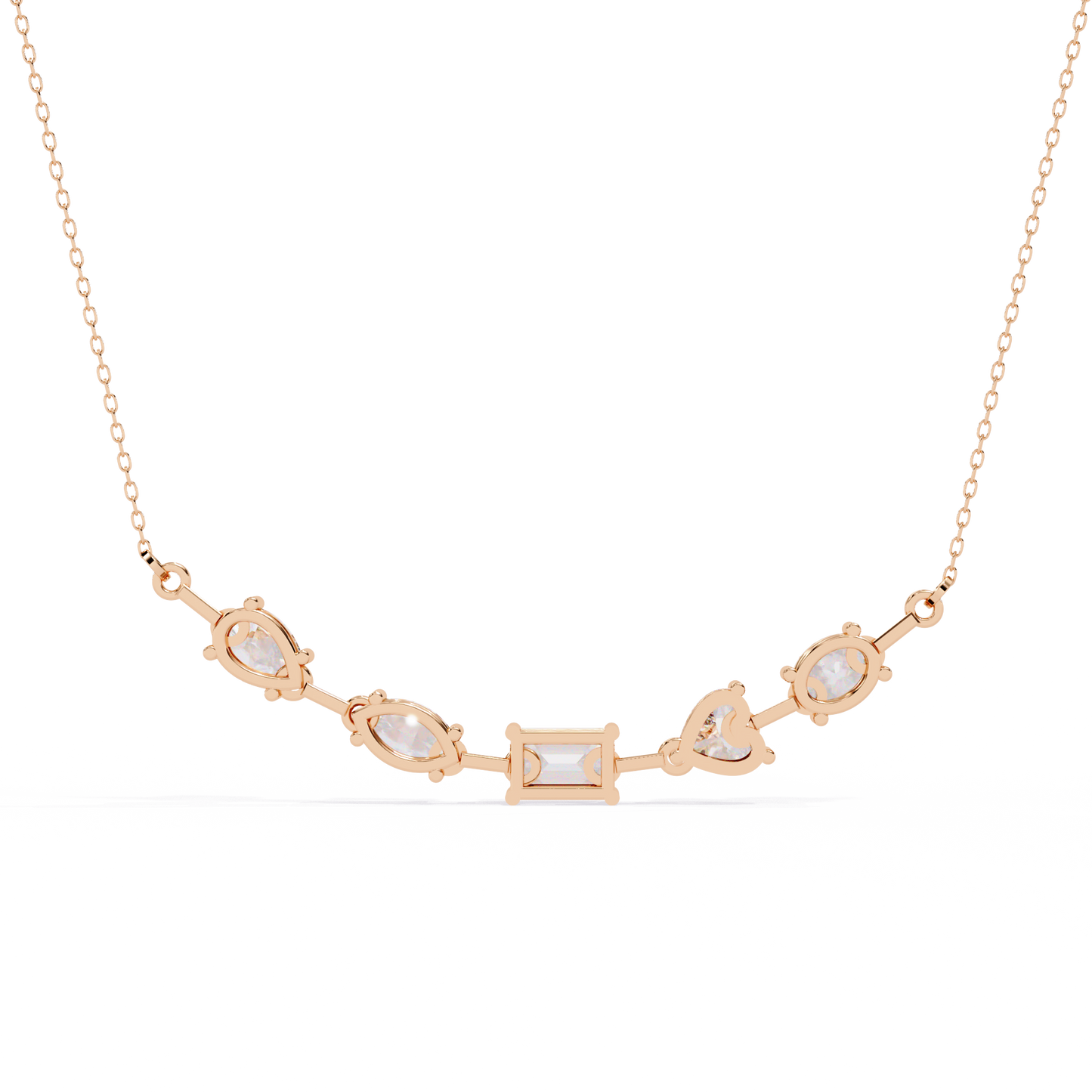 "Galaxy of Cuts" Assorted Diamond Cluster Necklace In Gold - 2.81Ct