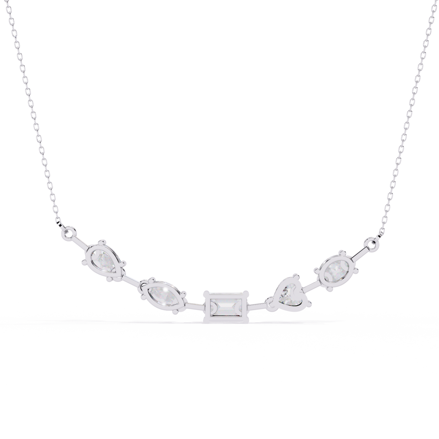 "Galaxy of Cuts" Assorted Diamond Cluster Necklace In Gold - 2.81Ct