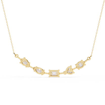 "Galaxy of Cuts" Assorted Diamond Cluster Necklace In Gold - 2.81Ct