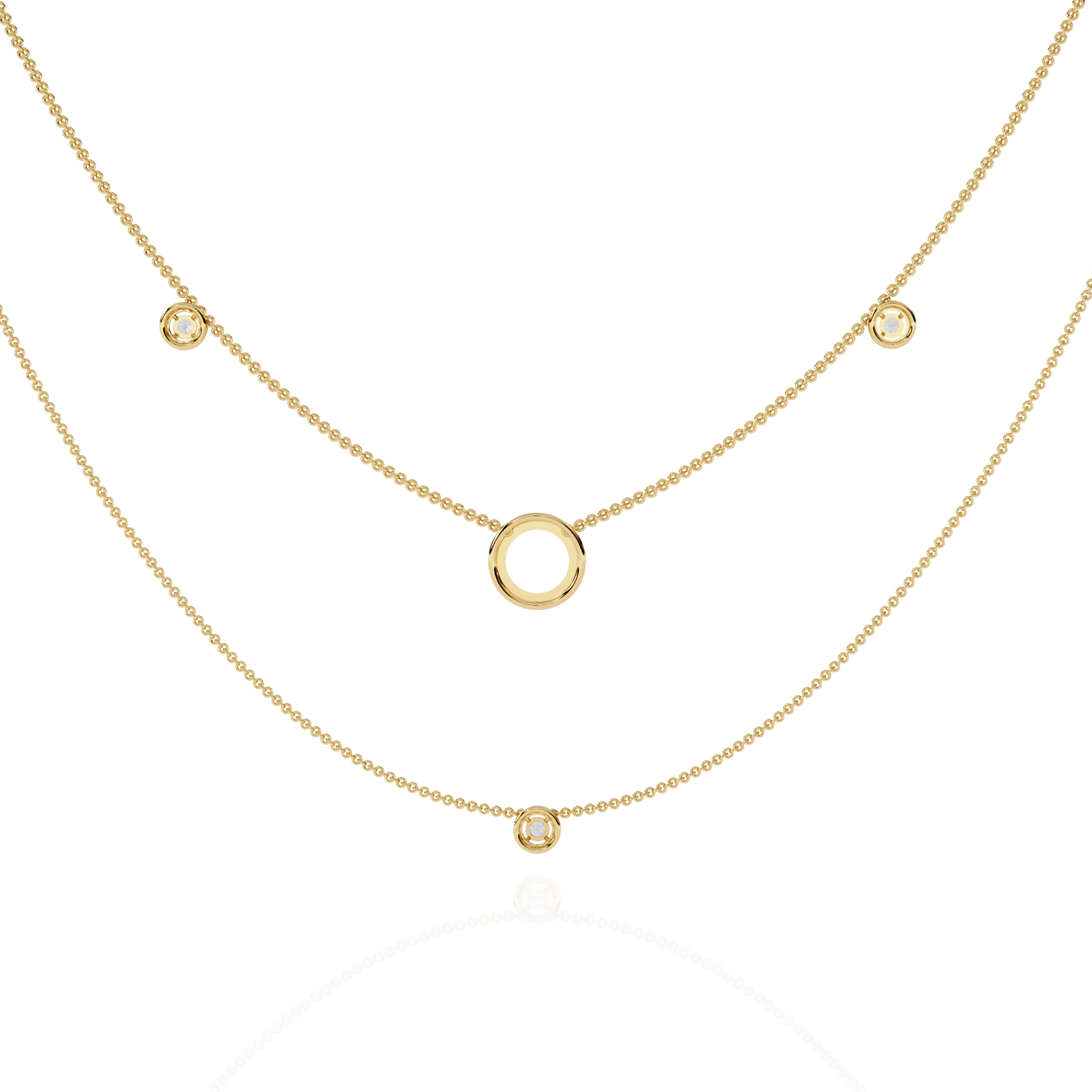 Eternal Halo Layered Gold Necklace (0.46 CTW) Round Brilliant-Cut Diamonds