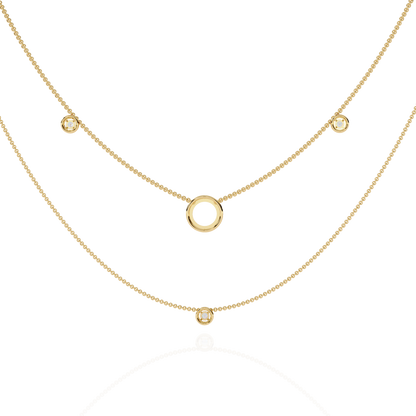 Eternal Halo Layered Gold Necklace (0.46 CTW) Round Brilliant-Cut Diamonds
