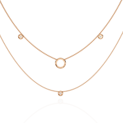 Eternal Halo Layered Gold Necklace (0.46 CTW) Round Brilliant-Cut Diamonds