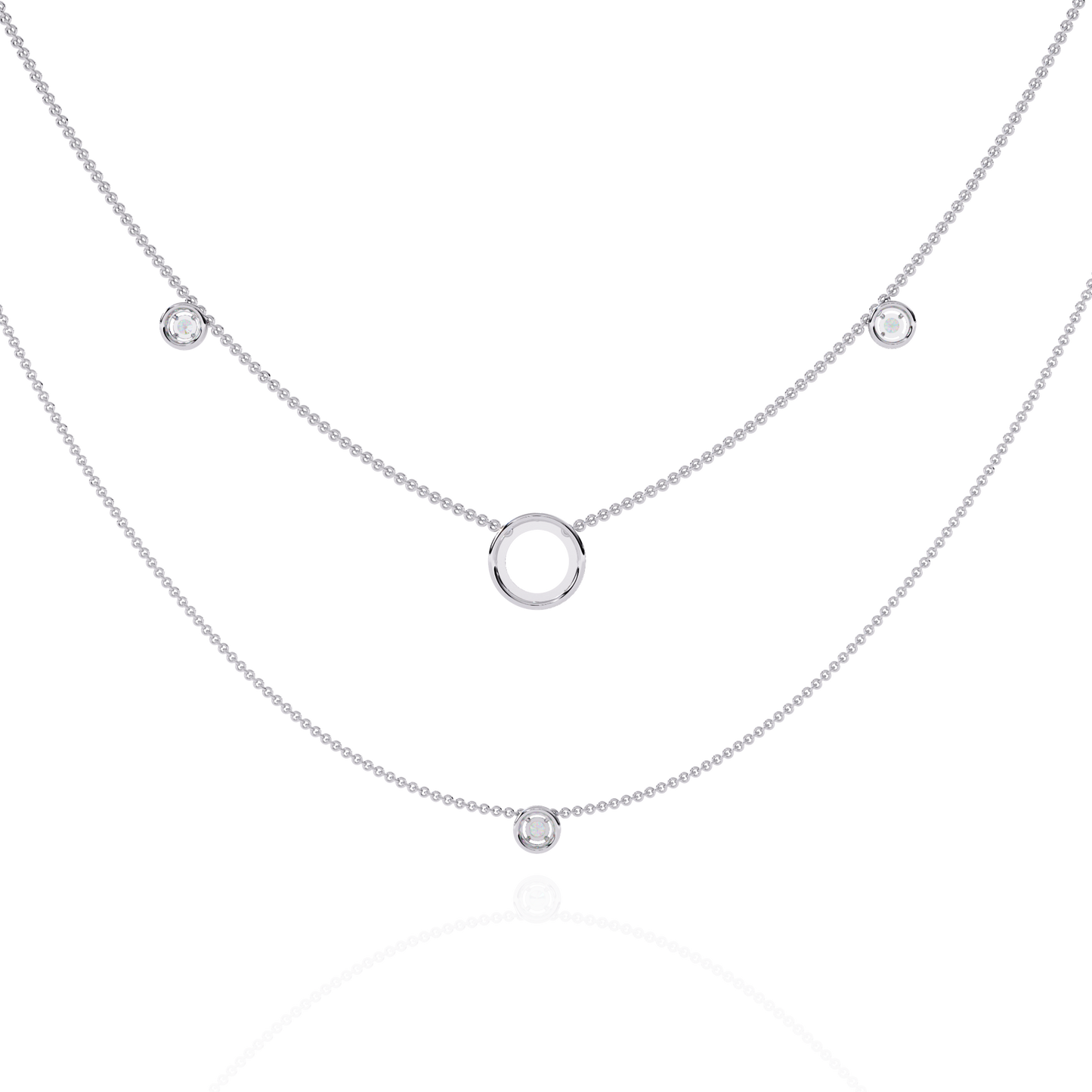 Eternal Halo Layered Gold Necklace (0.46 CTW) Round Brilliant-Cut Diamonds