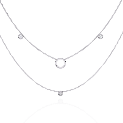 Eternal Halo Layered Gold Necklace (0.46 CTW) Round Brilliant-Cut Diamonds