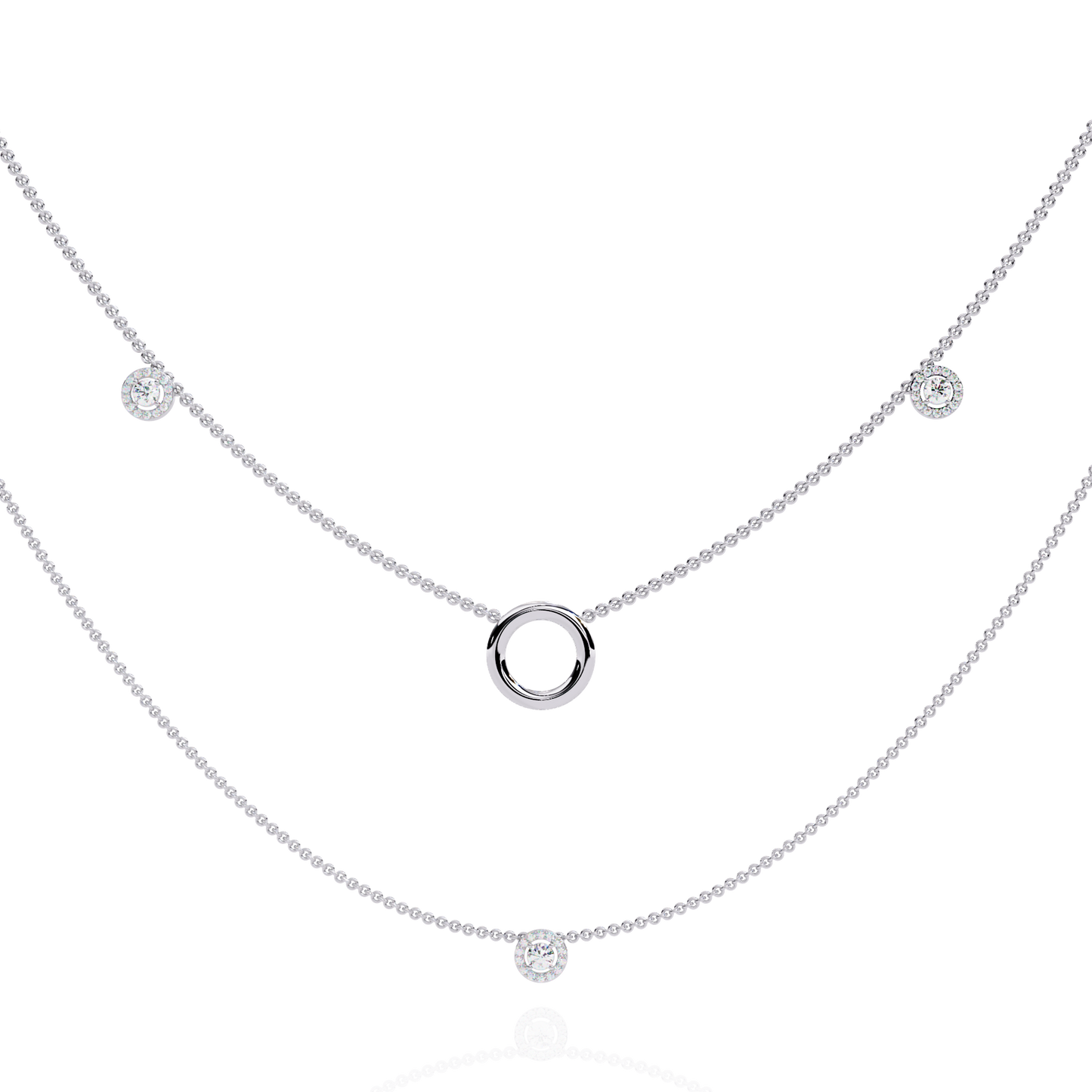 Eternal Halo Layered Gold Necklace (0.46 CTW) Round Brilliant-Cut Diamonds