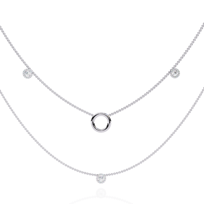 Eternal Halo Layered Gold Necklace (0.46 CTW) Round Brilliant-Cut Diamonds