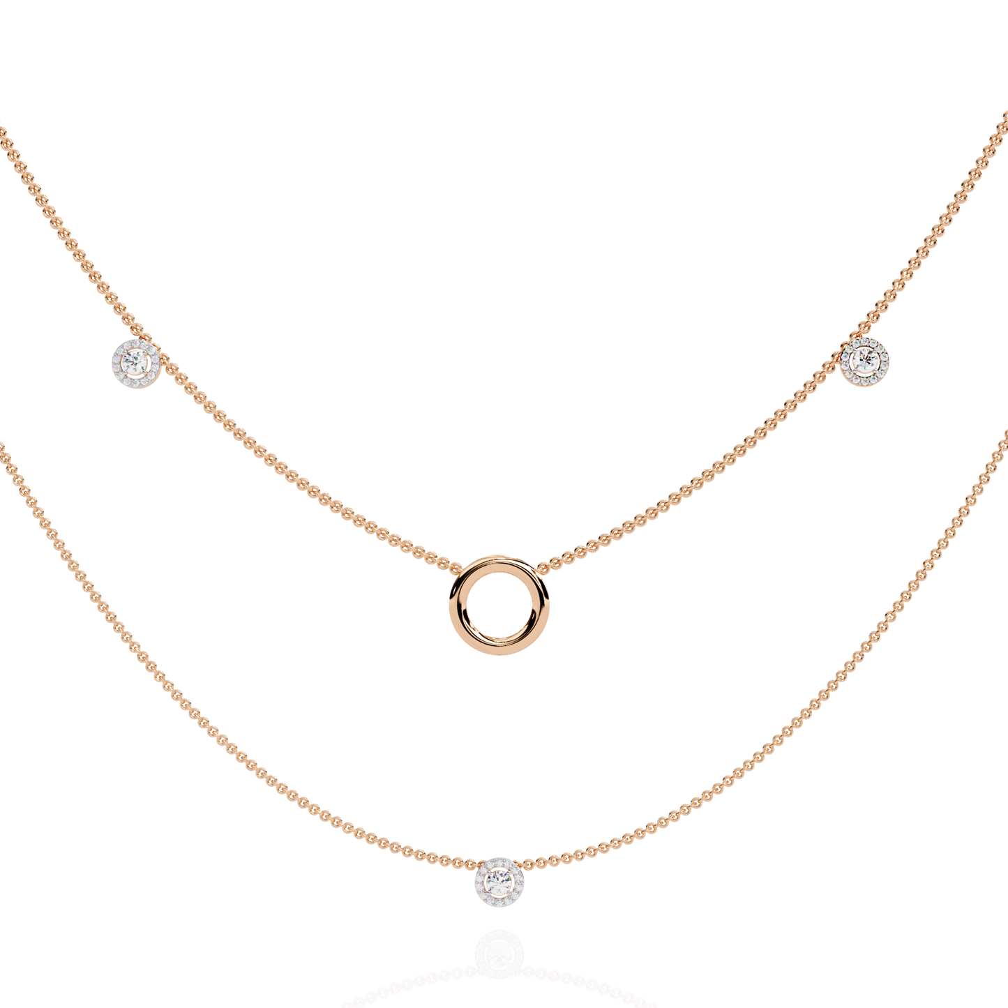 Eternal Halo Layered Gold Necklace (0.46 CTW) Round Brilliant-Cut Diamonds