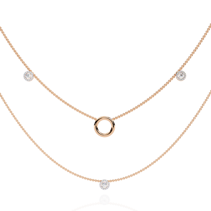 Eternal Halo Layered Gold Necklace (0.46 CTW) Round Brilliant-Cut Diamonds