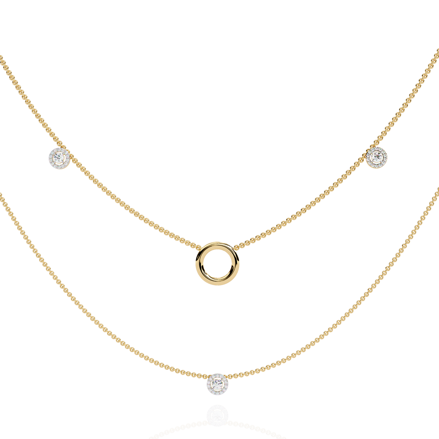 Eternal Halo Layered Gold Necklace (0.46 CTW) Round Brilliant-Cut Diamonds