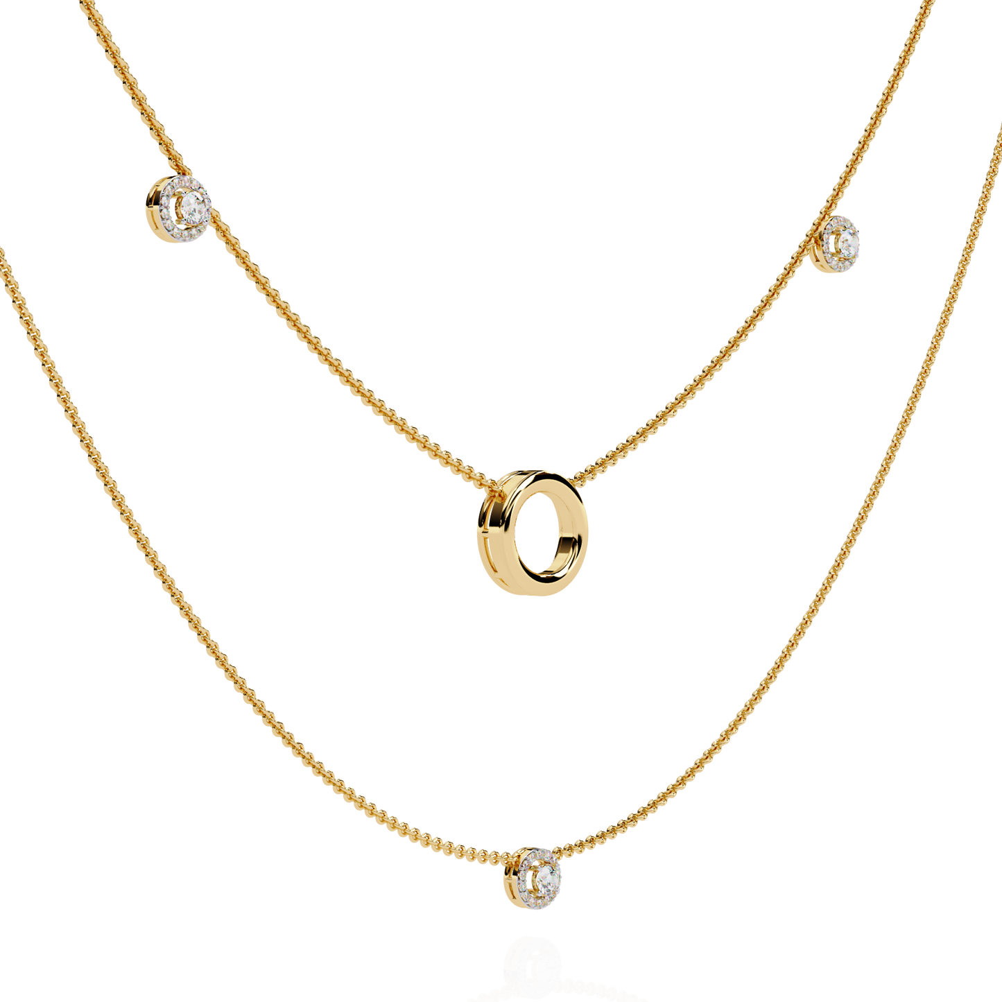 Eternal Halo Layered Gold Necklace (0.46 CTW) Round Brilliant-Cut Diamonds