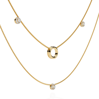 Eternal Halo Layered Gold Necklace (0.46 CTW) Round Brilliant-Cut Diamonds