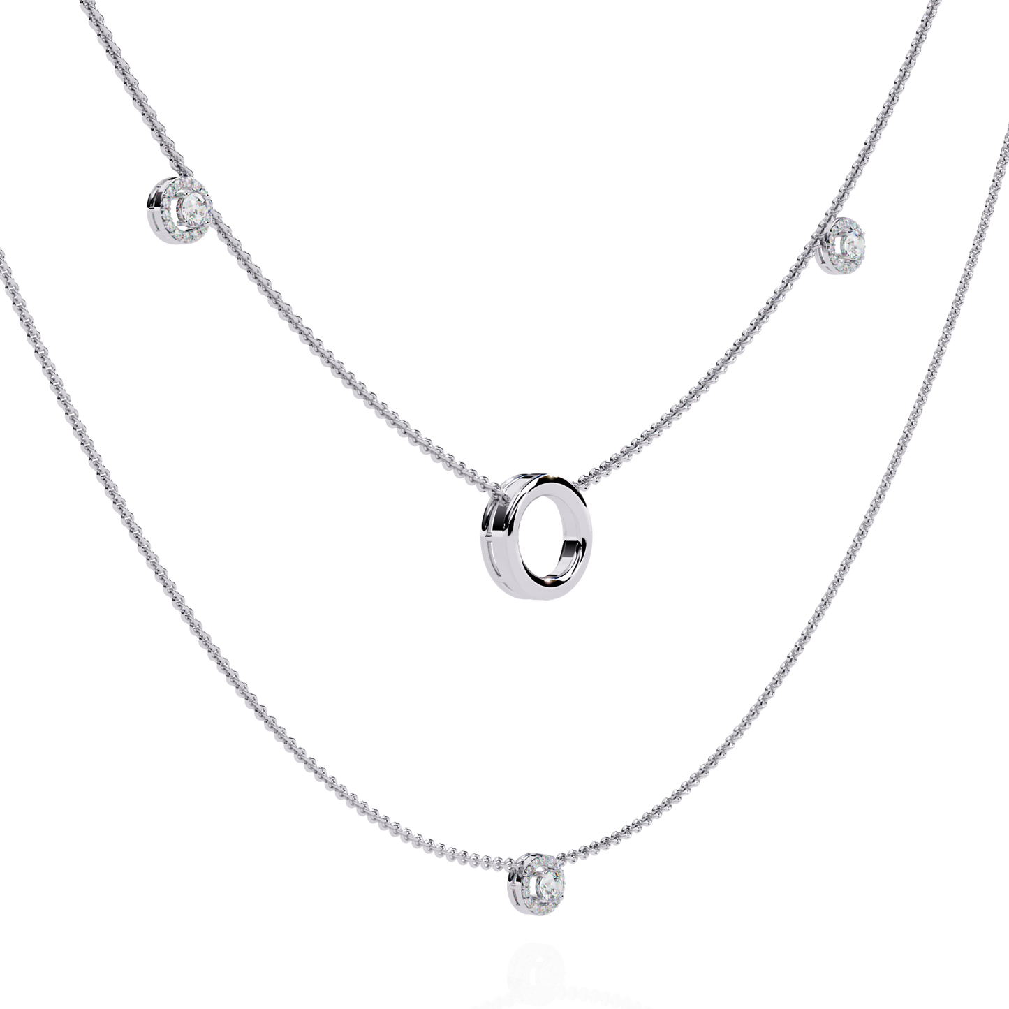Eternal Halo Layered Gold Necklace (0.46 CTW) Round Brilliant-Cut Diamonds