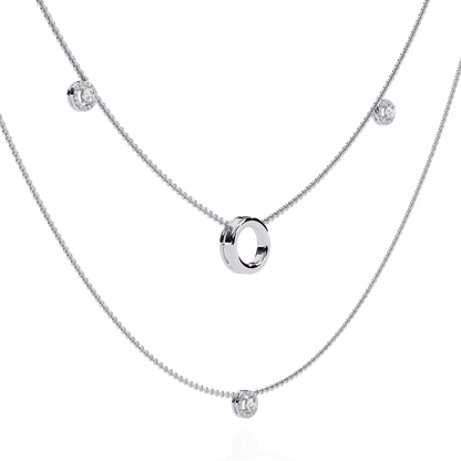 Eternal Halo Layered Gold Necklace (0.46 CTW) Round Brilliant-Cut Diamonds