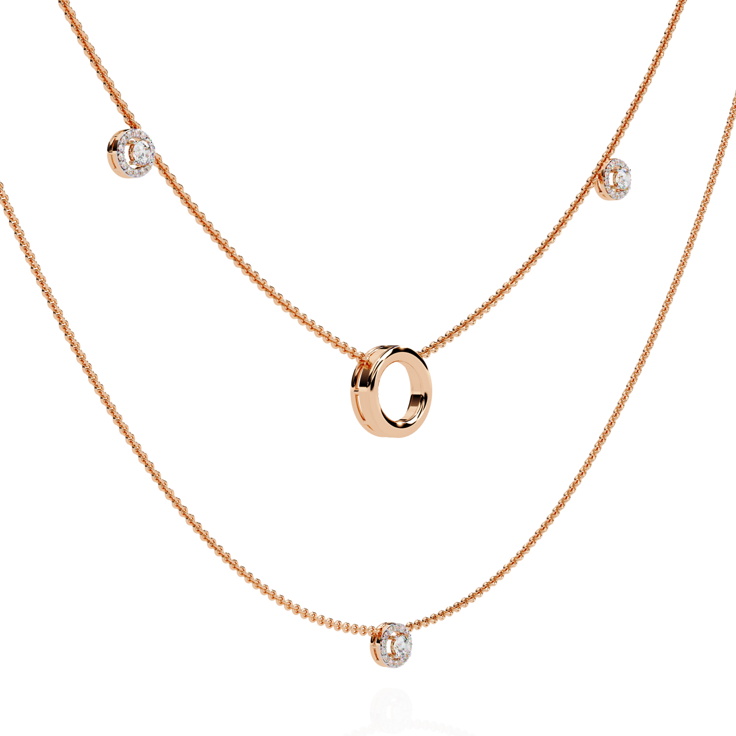Eternal Halo Layered Gold Necklace (0.46 CTW) Round Brilliant-Cut Diamonds