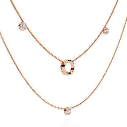 Eternal Halo Layered Gold Necklace (0.46 CTW) Round Brilliant-Cut Diamonds