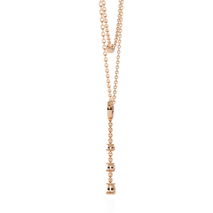 Gold Double-Layered Lariat & Curved Bar Necklace (0.49 CTW) Round & Pear Brilliant-Cut Diamonds