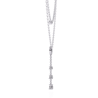 Gold Double-Layered Lariat & Curved Bar Necklace (0.49 CTW) Round & Pear Brilliant-Cut Diamonds