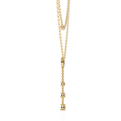 Gold Double-Layered Lariat & Curved Bar Necklace (0.49 CTW) Round & Pear Brilliant-Cut Diamonds